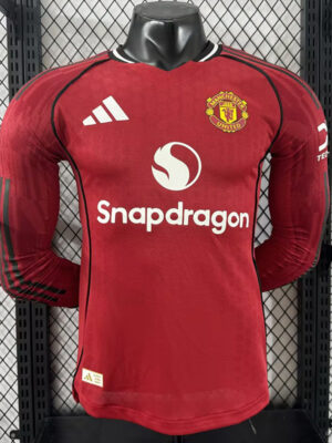 25-26 Man Utd Home Long Sleeve Player Version Soccer Jersey (长袖球员)