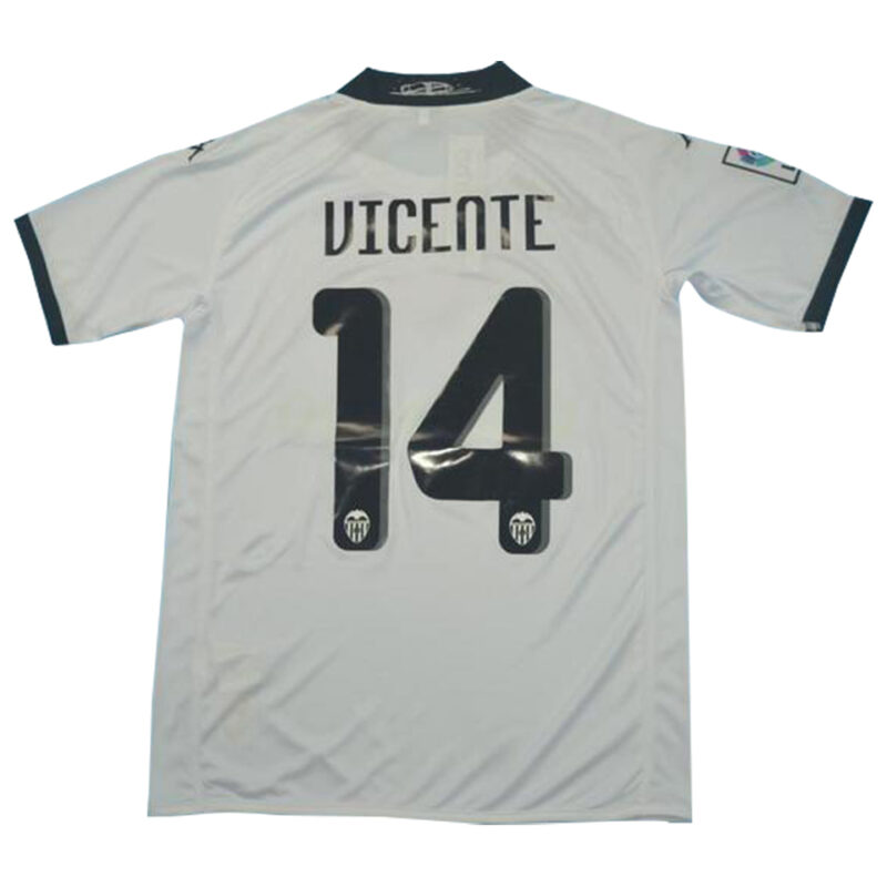 2009 Valencia Home White Retro Soccer Jersey - Image 3