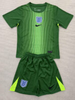 25-26 England Green Goalkeeper Kids Soccer Jersey