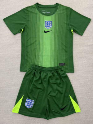 25-26 England Green Goalkeeper Kids Soccer Jersey